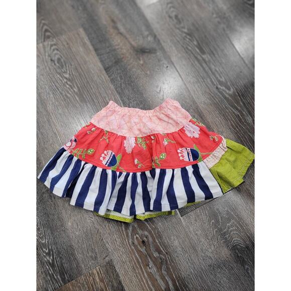 Persnickety Girls Skirt size 5 Stripes Floral 3 tier #7 - Picture 1 of 3